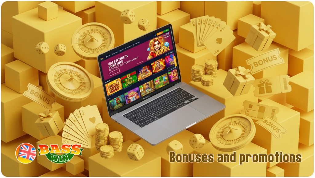 There are generous bonuses at Basswin online Casino
